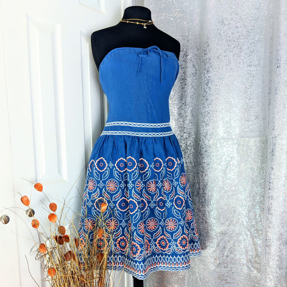 TOCCA Blue Strapless Dress Sz 6 - Picture 1 of 5